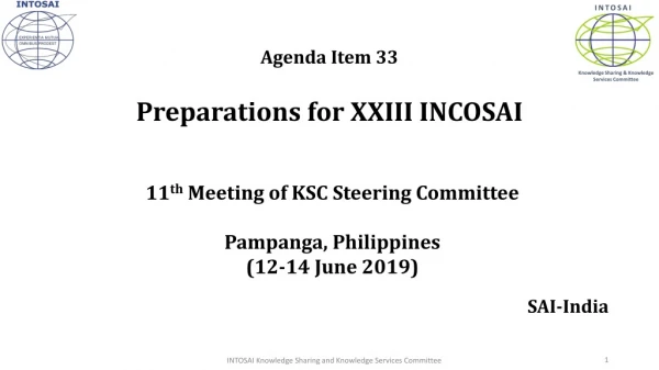 Agenda Item 33 Preparations for XXIII INCOSAI