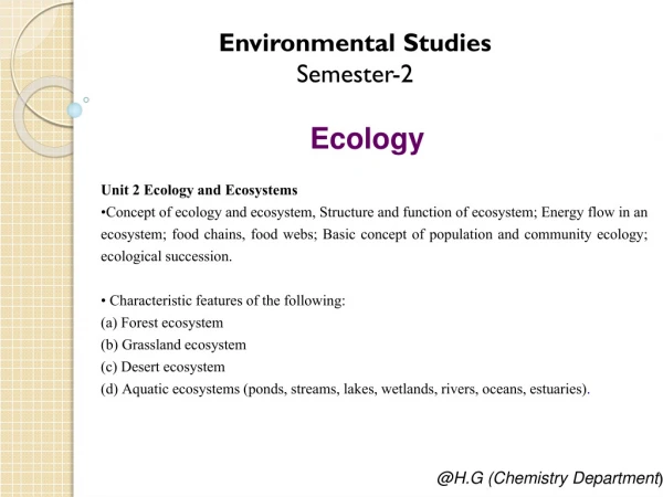 Environmental Studies Semester-2