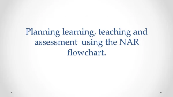 Planning learning, teaching and assessment using the NAR flowchart.