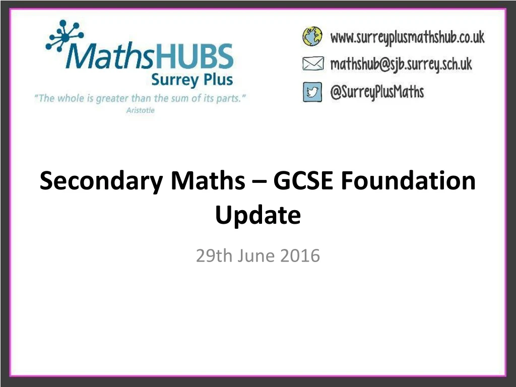 secondary maths gcse foundation update