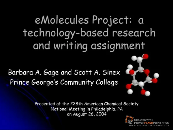 eMolecules Project: a technology-based research and writing assignment