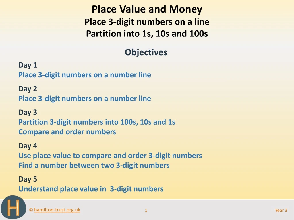 place value and money place 3 digit numbers