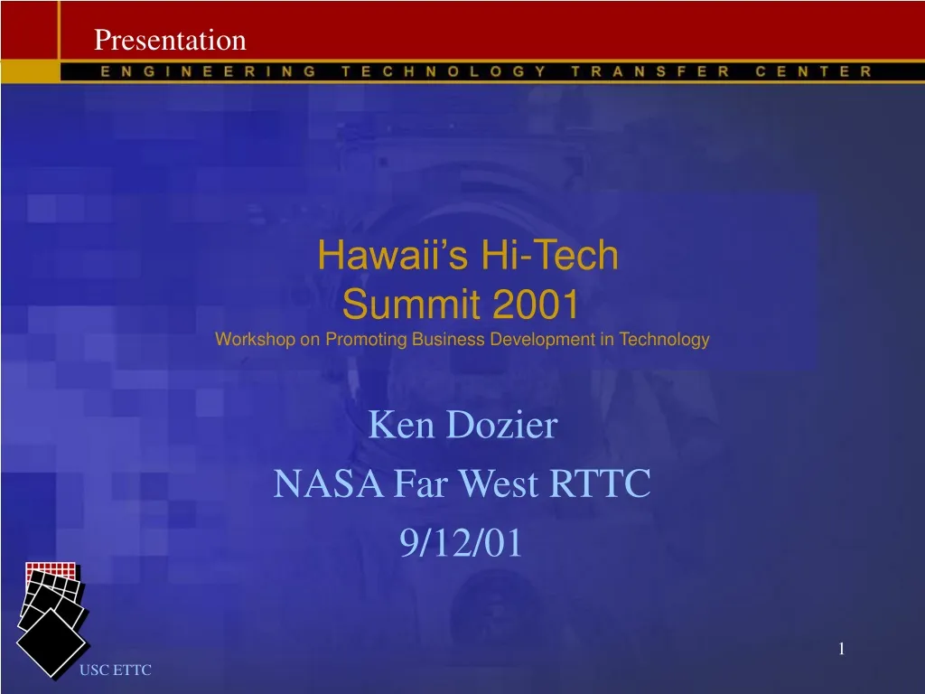 hawaii s hi tech summit 2001 workshop on promoting business development in technology