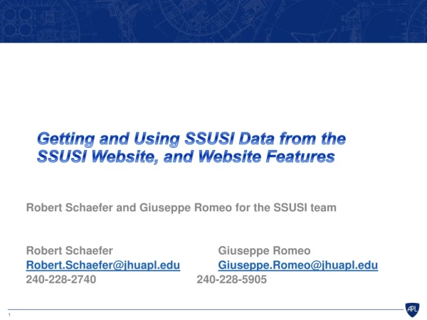 Getting and Using SSUSI Data f rom the SSUSI Website, and Website Features