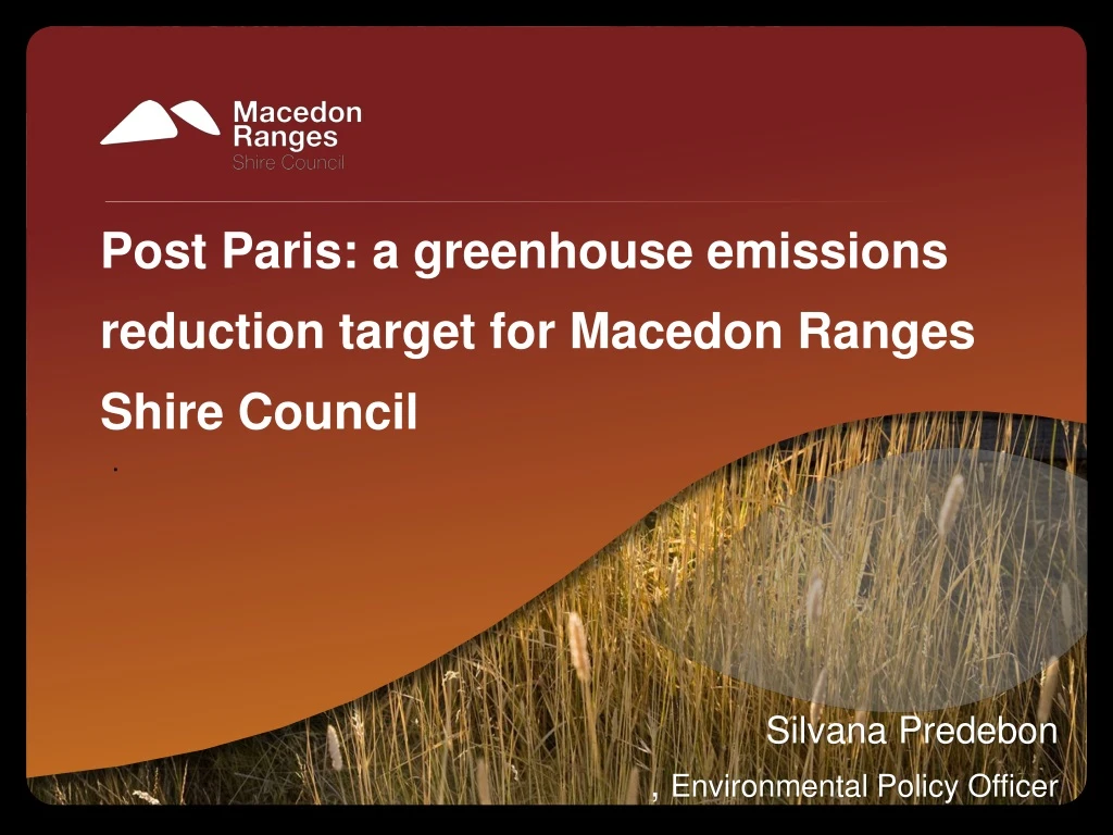 post paris a greenhouse emissions reduction target for macedon r anges shire council