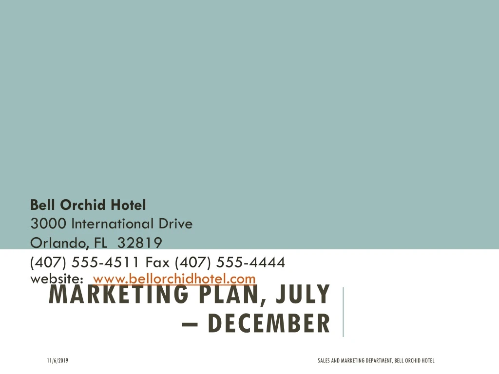 marketing plan july december