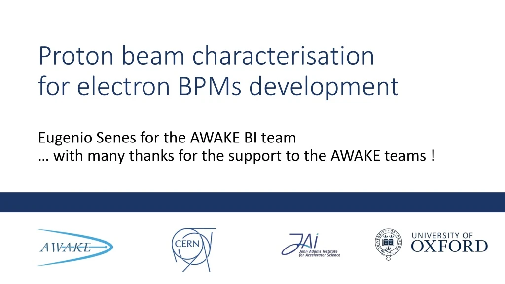 proton beam characterisation for electron bpms development