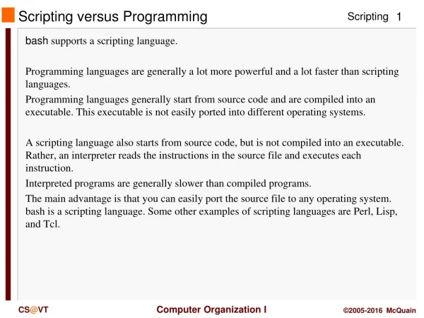 Scripting versus Programming