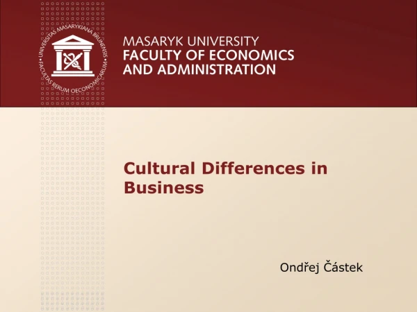 Cultural D ifferences in Business