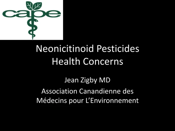 Neonicitinoid Pesticides Health Concerns