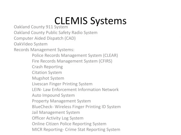 CLEMIS Systems