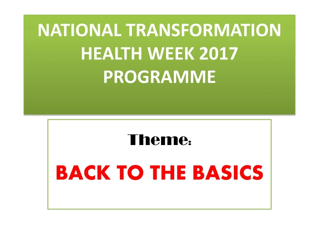 national transformation health week 2017 programme