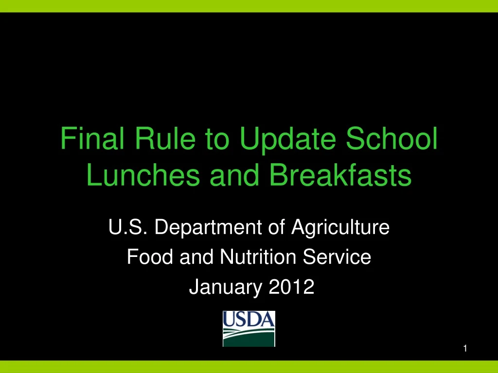final rule to update school lunches and breakfasts