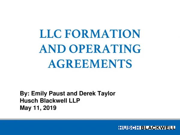By: Emily Paust and Derek Taylor Husch Blackwell LLP May 11, 2019