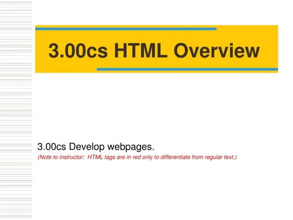 3.00cs HTML Overview