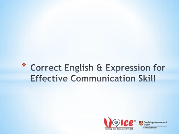 Correct English & Expression for Effective Communication Skill