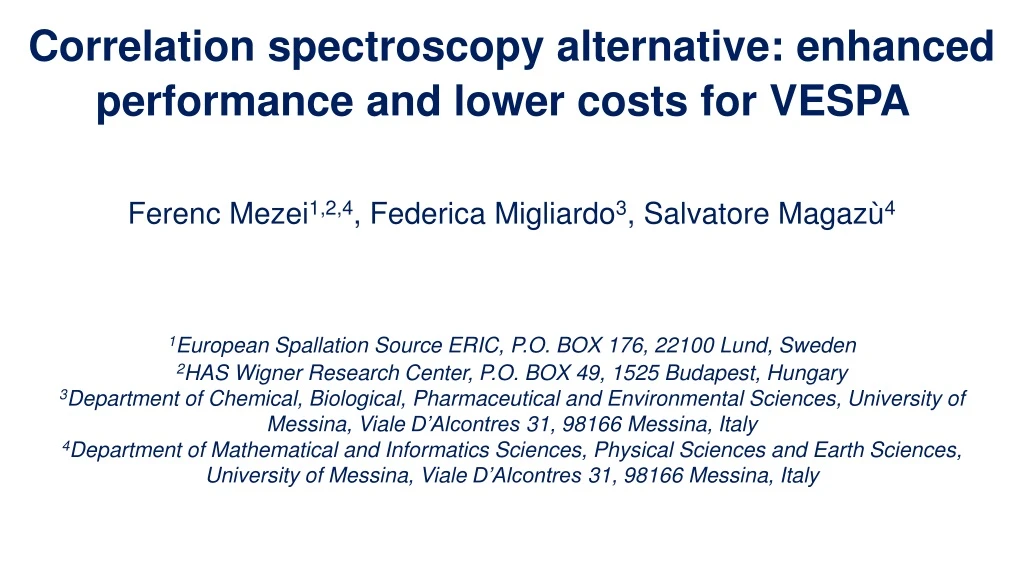 correlation spectroscopy alternative enhanced