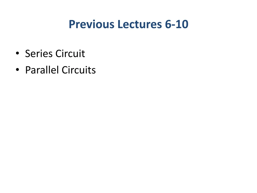 previous lectures 6 10