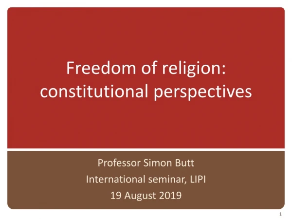 Freedom of religion: constitutional perspectives
