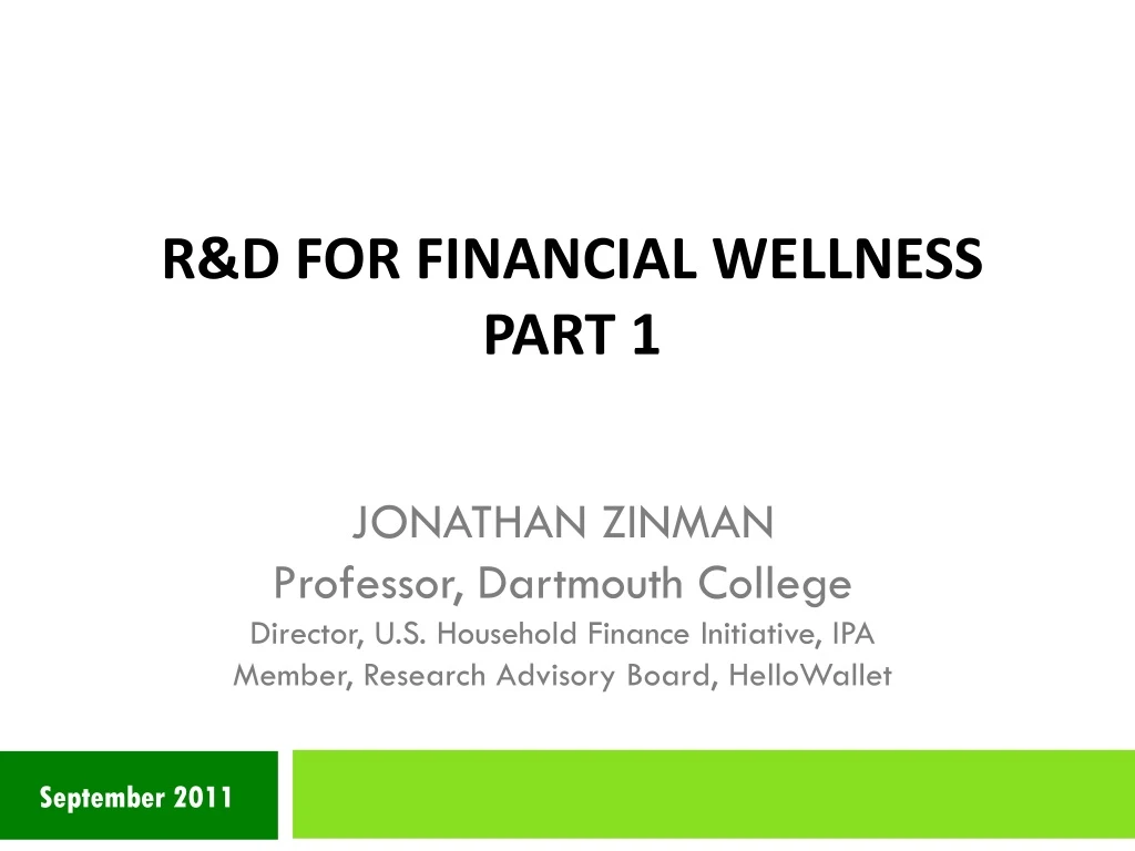 r d for financial wellness part 1