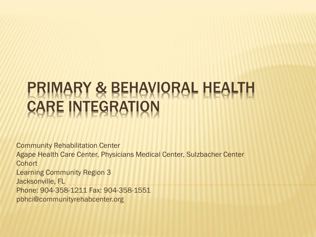 primary behavioral health care integration