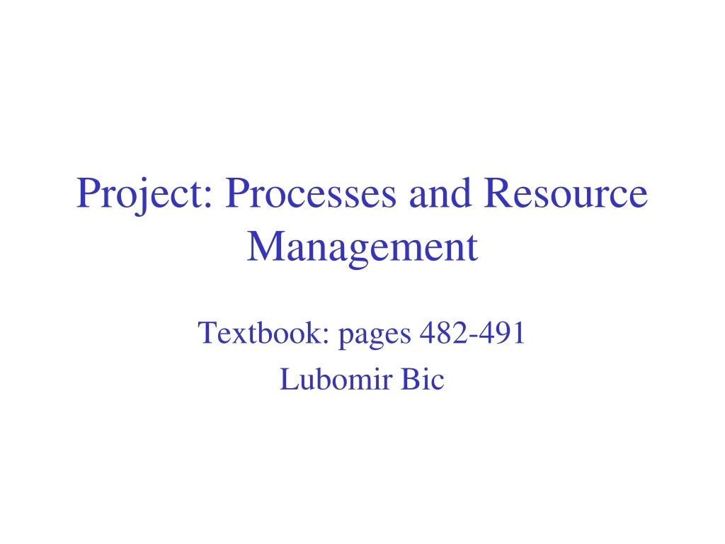 project processes and resource management