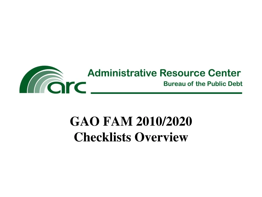 gao fam 2010 2020 checklists overview