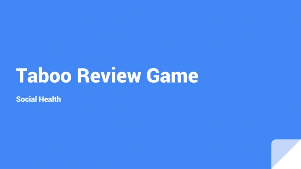 Taboo Review Game