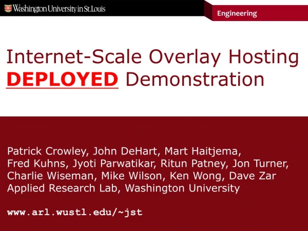 Internet-Scale Overlay Hosting DEPLOYED Demonstration