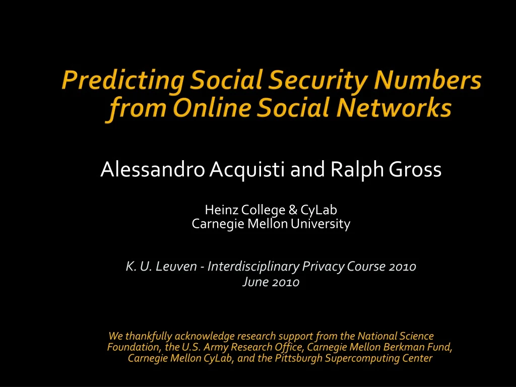 predicting social security numbers from online social networks