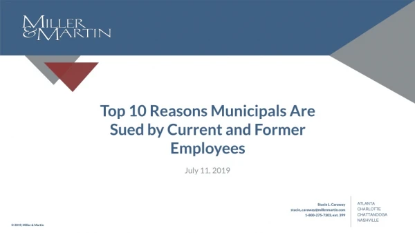 Top 10 Reasons Municipals Are Sued by Current and Former Employees