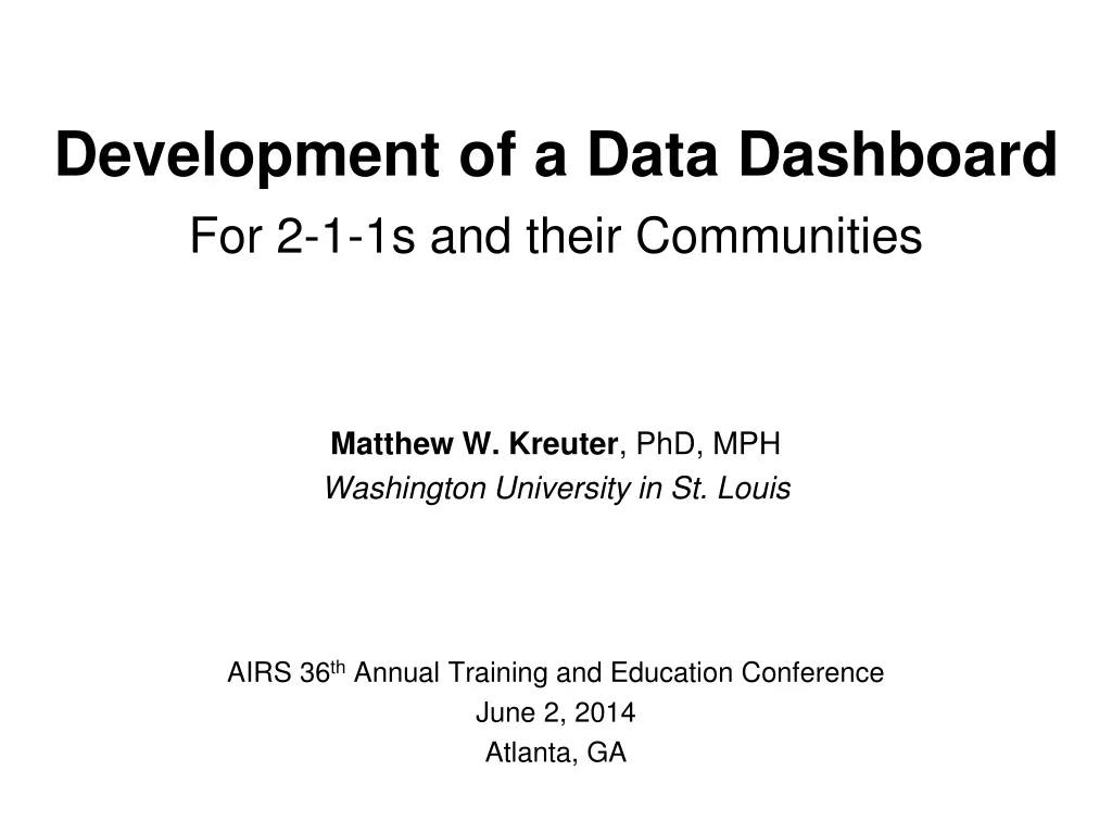 development of a data dashboard