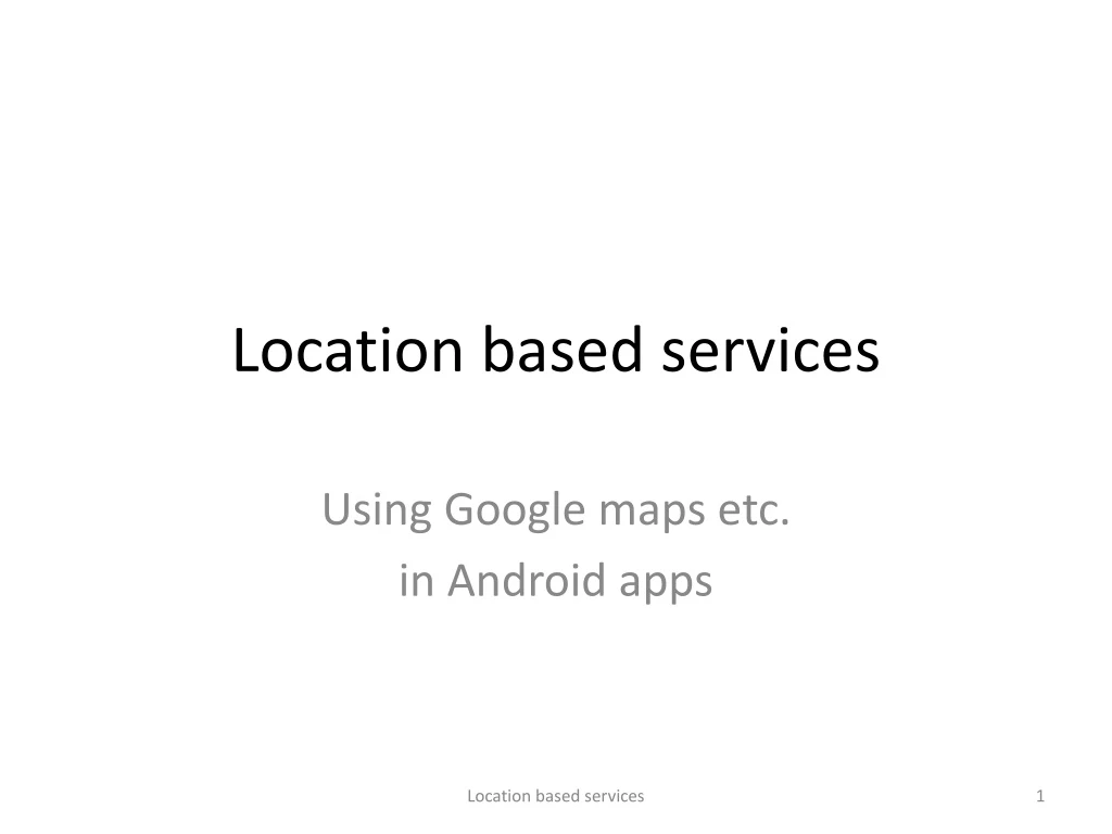 location based services