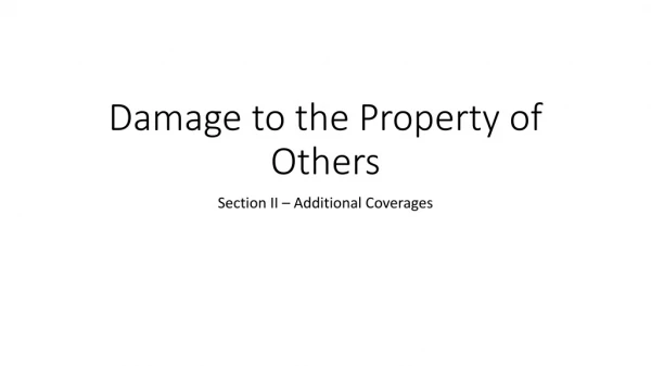 Damage to the Property of Others