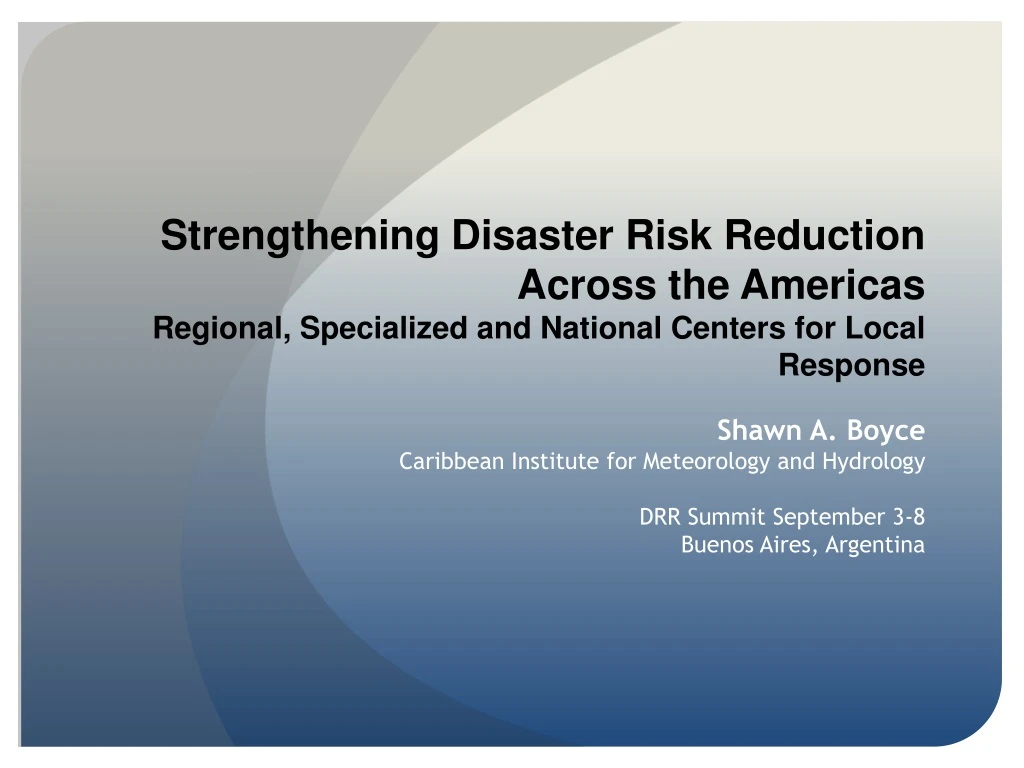 strengthening disaster risk reduction across