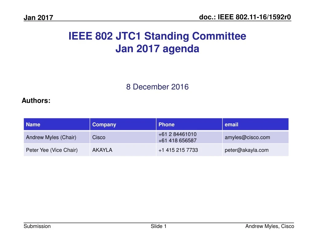 ieee 802 jtc1 standing committee jan 2017 agenda