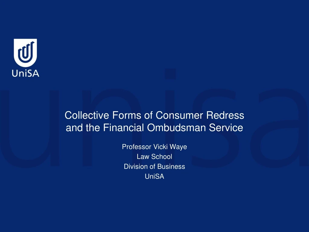 collective forms of consumer redress and the financial ombudsman service