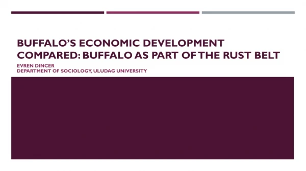 Buffalo’s Economic Development Compared: Buffalo as Part of the Rust Belt