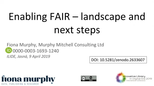 Enabling FAIR – landscape and next steps