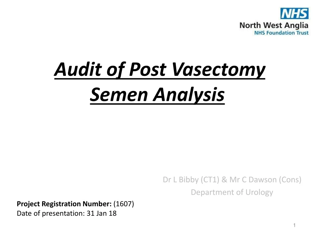 audit of post v asectomy semen analysis