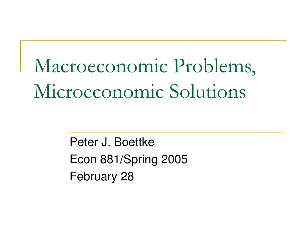 macroeconomic problems microeconomic solutions