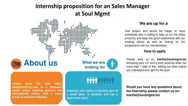 Internship proposition for an Sales Manager at Soul Mgmt