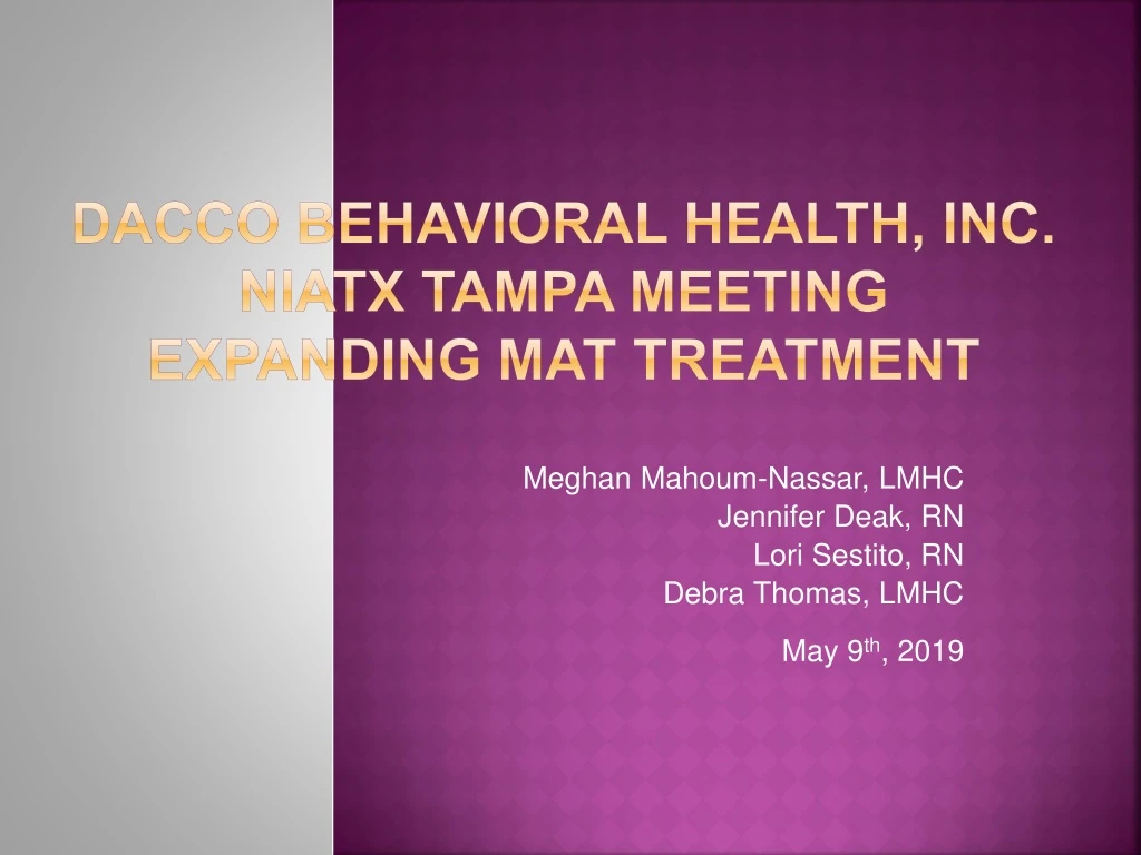 dacco behavioral health inc niatx tampa meeting expanding mat treatment