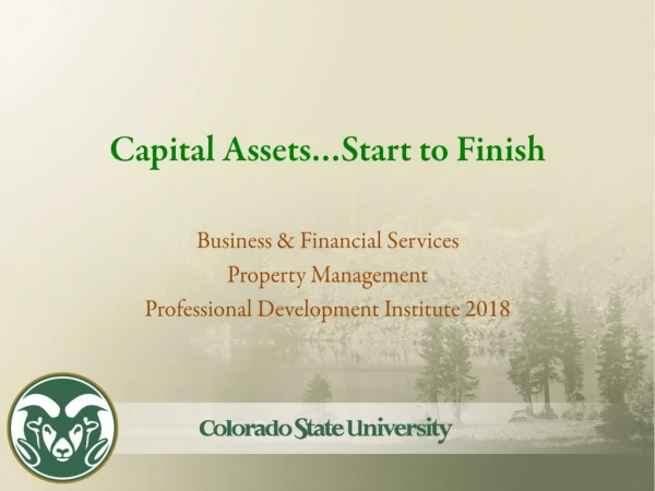 Capital Assets…Start to Finish