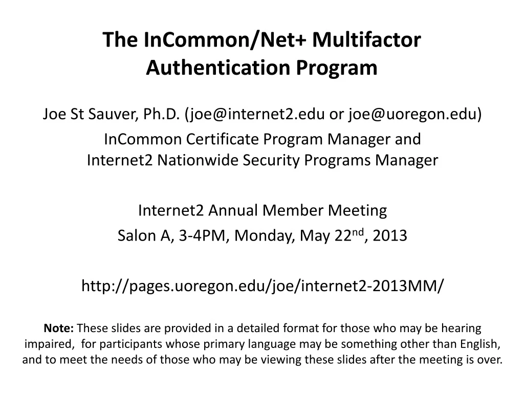 the incommon net multifactor authentication program