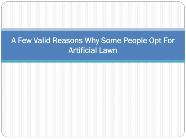 A Few Valid Reasons Why Some People Opt For Artificial Lawn