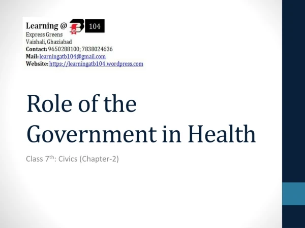 Role of the Government in Health