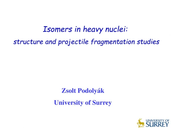 Isomers in heavy nuclei: structure and projectile fragmentation studies