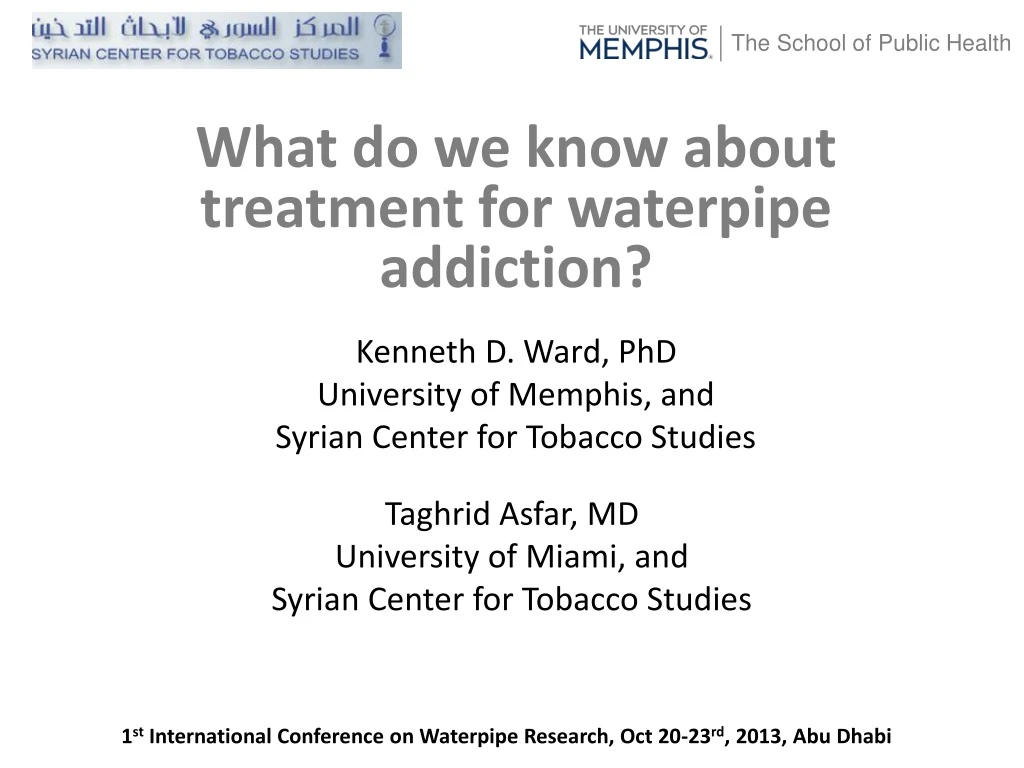 kenneth d ward phd university of memphis and syrian center for tobacco studies