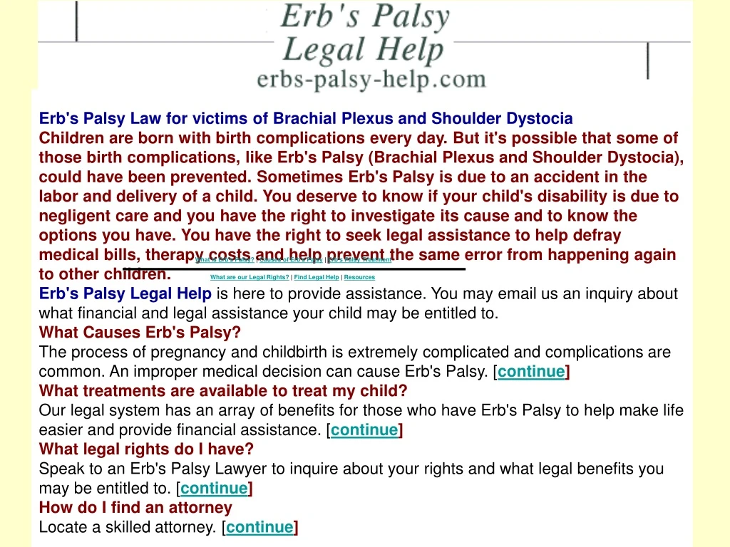 erb s palsy law for victims of brachial plexus